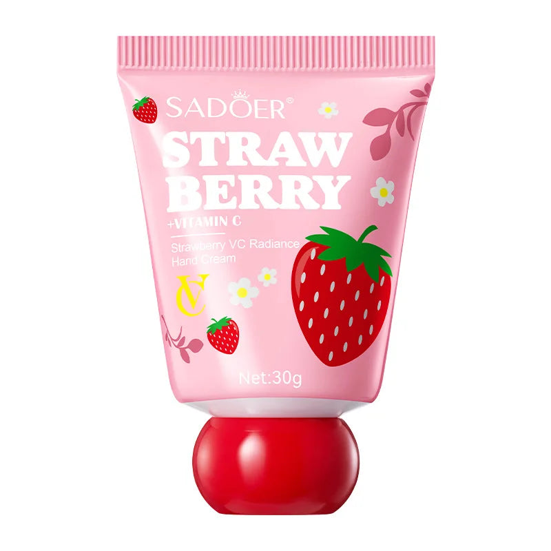 VC Strawberry Hand Cream - 30g Moisturizing and Brightening for Winter, Repairs Dry and Cracked Skin, Lightweight Fast-Absorbing Formula