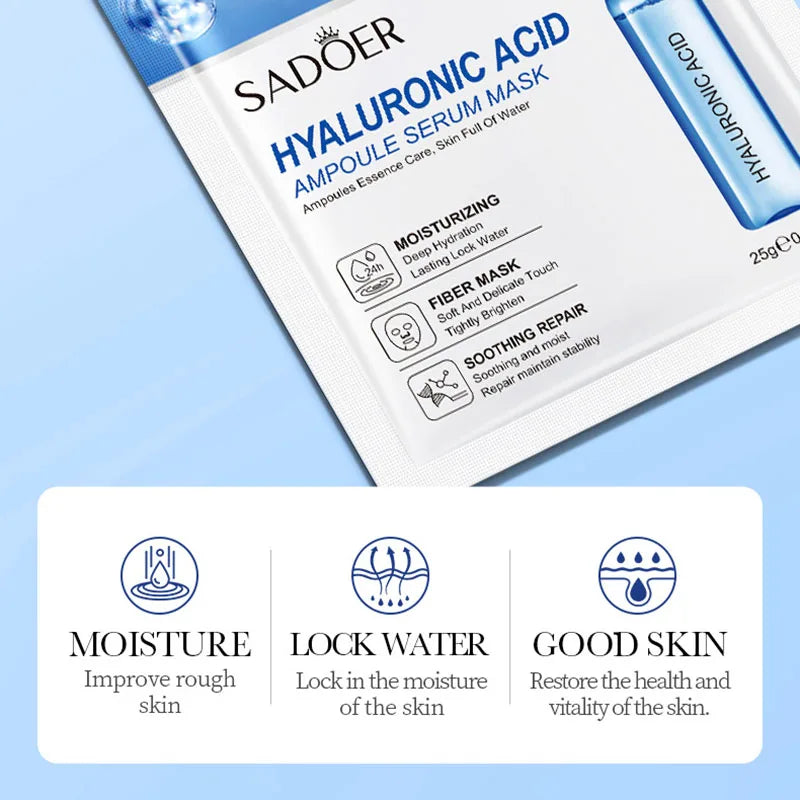 Set 15 Maschere Viso SADOER – Oro 24K, Vitamina C & Acido Ialuronico