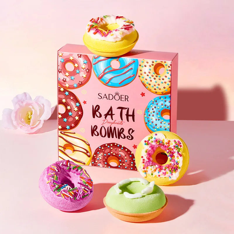 Set 4 Bombe da Bagno a Ciambella – Sale Marino & Burro di Karitè | Fatto a Mano