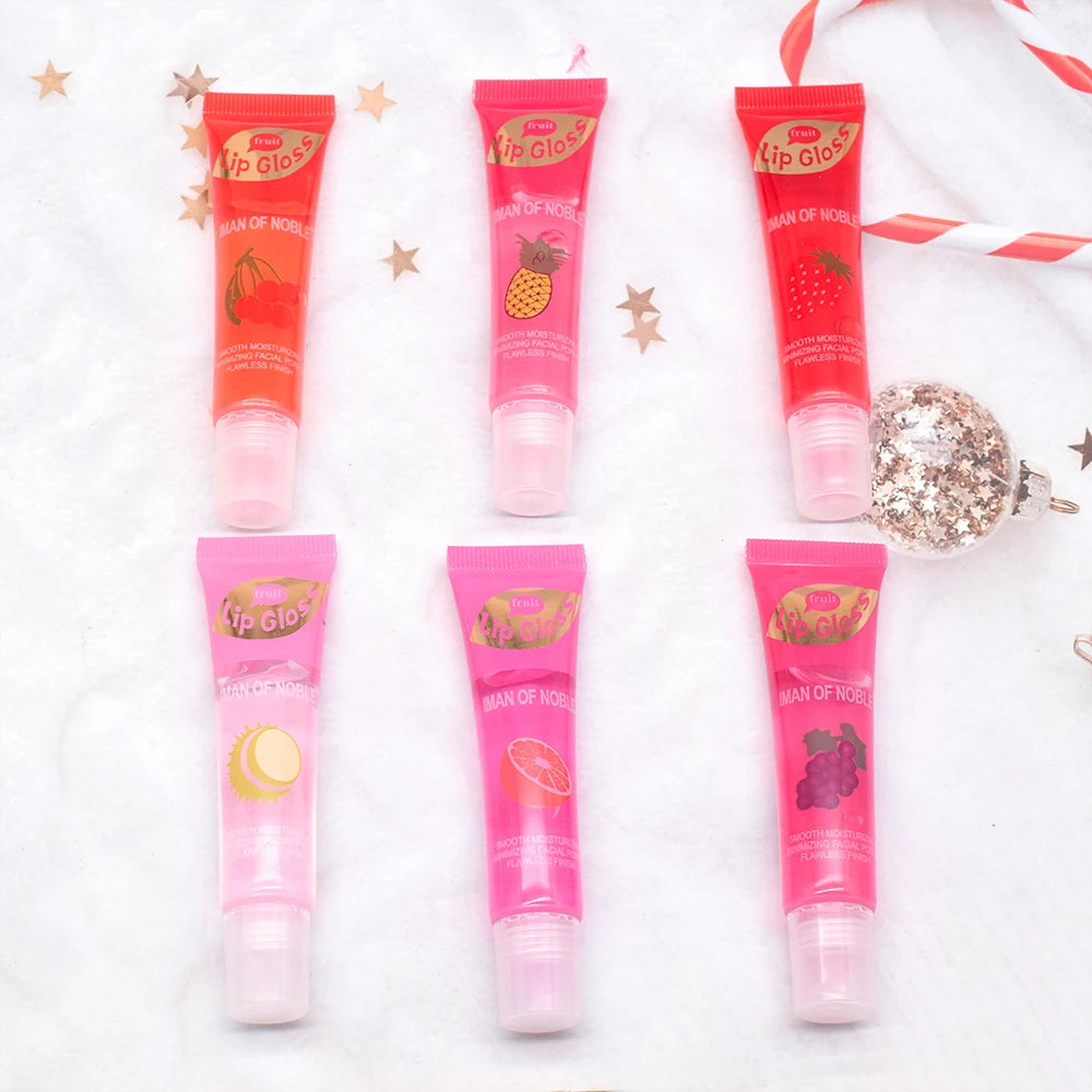 Set 6 Lip Gloss Fruttati – Olio Labbra Rimpolpante Ananas, Fragola & Uva