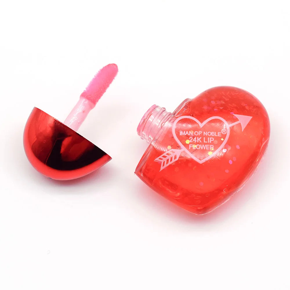 Set 24 Lip Gloss con Paillettes – Cuore Colorato, Idratanti & Kawaii