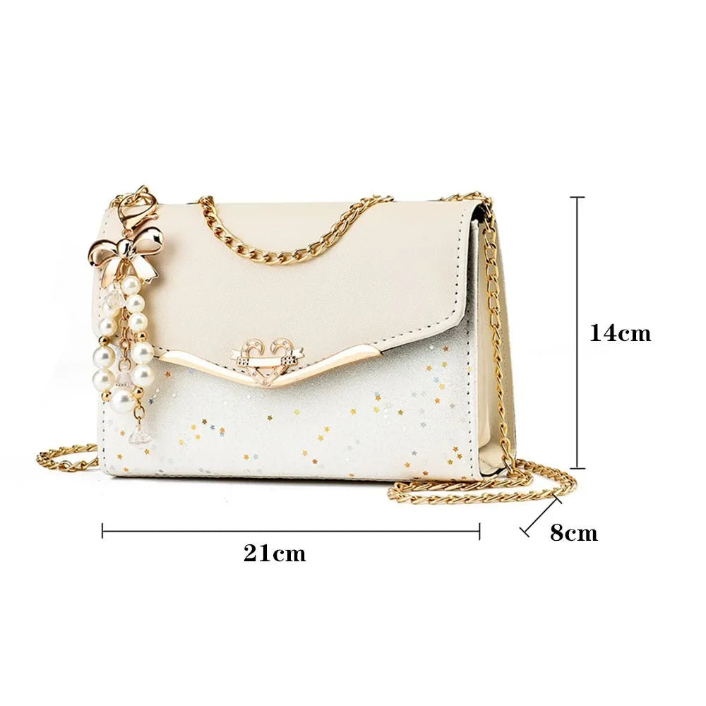 Borsa alla moda da donna Borse a tracolla singole con paillettes alla moda Custodia per cellulare Borsa da donna in pelle PU con pendente a nappa