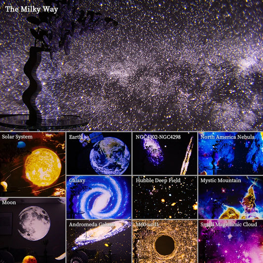 Proiettore Galaxy con luce notturna Proiettore cielo stellato 360 °   Ruota la lampada planetaria per la camera da letto dei bambini, regalo di San Valentino, decorazione per matrimoni