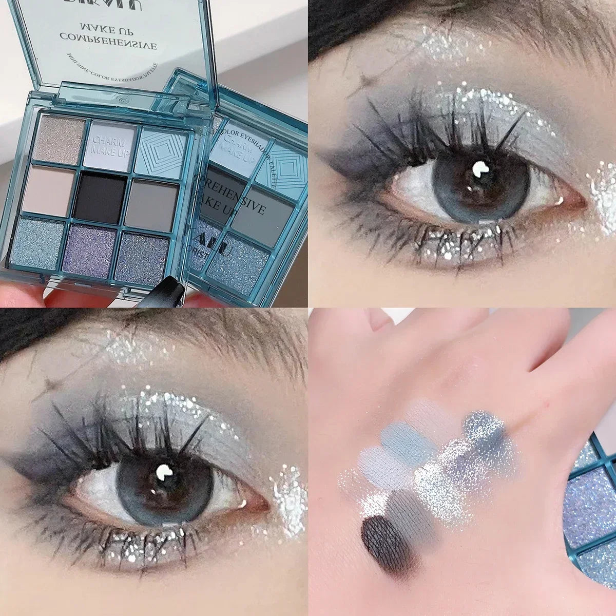 Tavolozza Ombretti 9 Colori — Matte, Glitter e Metallico