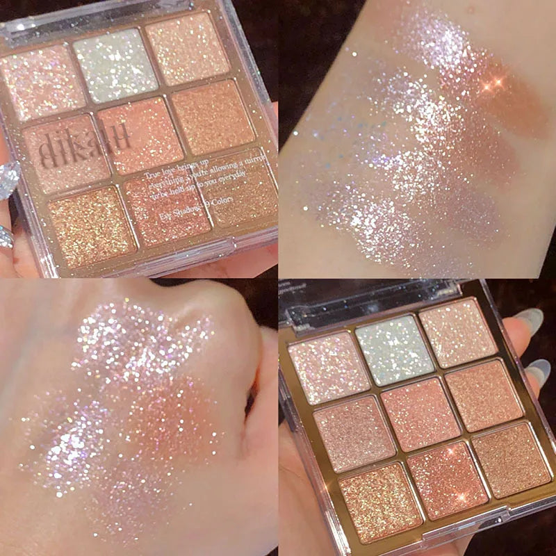 Tavolozza Ombretti 9 Colori — Matte, Glitter e Metallico