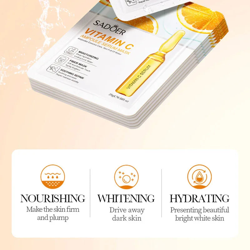 Set 15 Maschere Viso SADOER – Oro 24K, Vitamina C & Acido Ialuronico