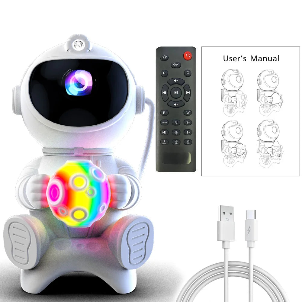 Astronauta Proiettore stellare a LED Luce notturna Proiettori galassia Altoparlante Bluetooth per l'arredamento della camera da letto Lampada da cielo stellato regalo per bambini