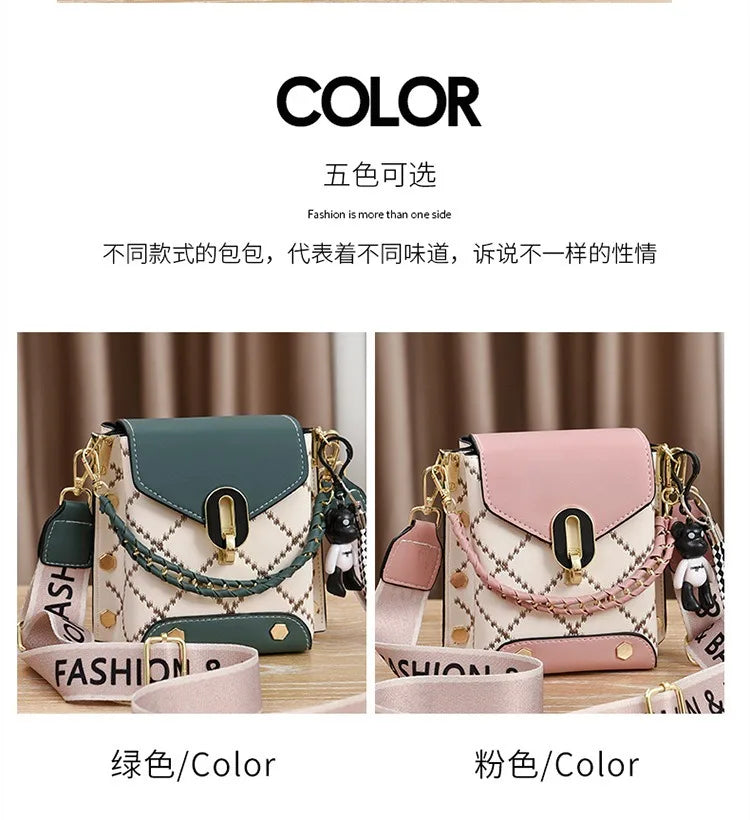 Versione coreana della piccola borsa quadrata semplice e alla moda, versatile borsa a tracolla alla moda, mini telefono cellulare alla moda