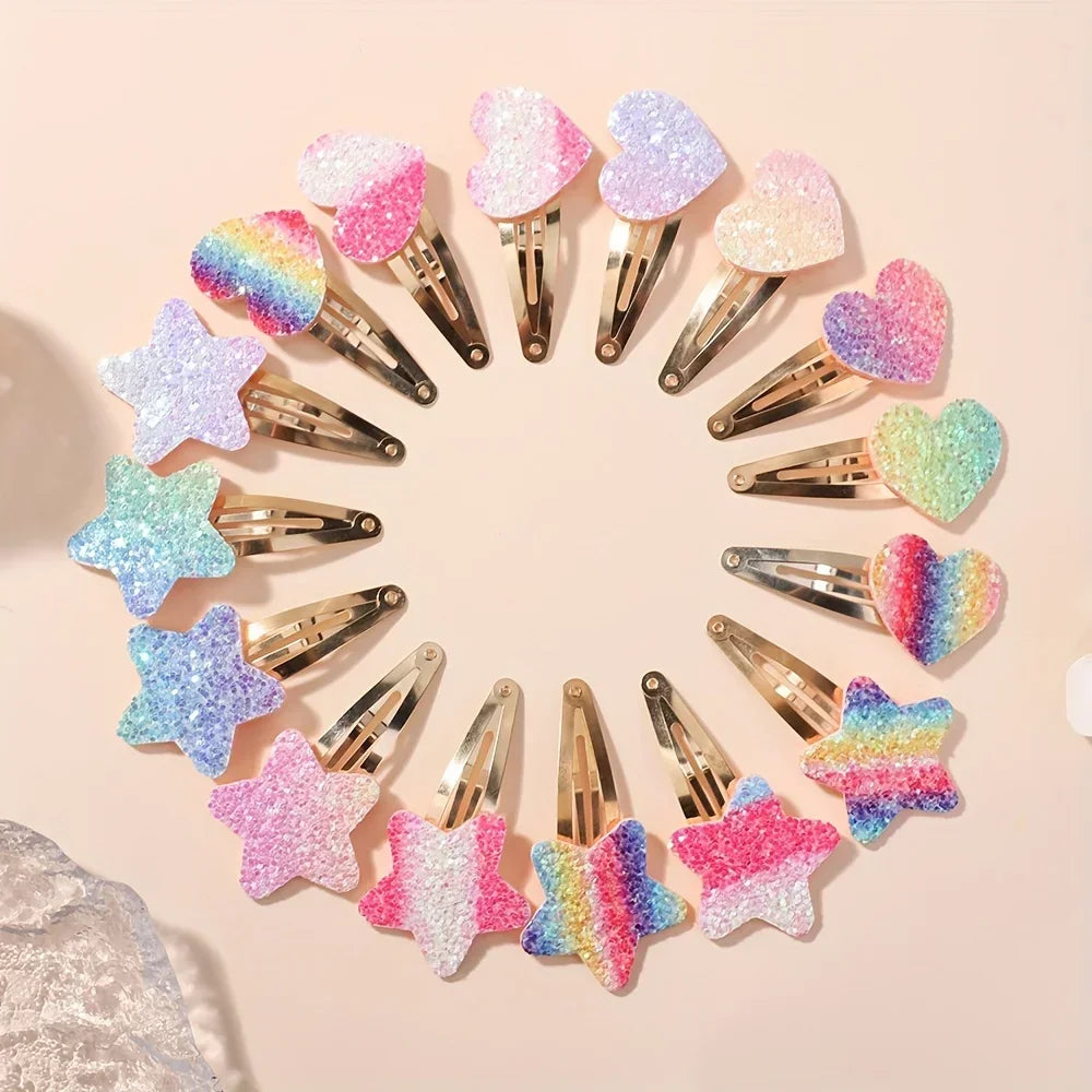 Set 16 Fermagli per Capelli Bambina — Glitter e Gocce Colorate