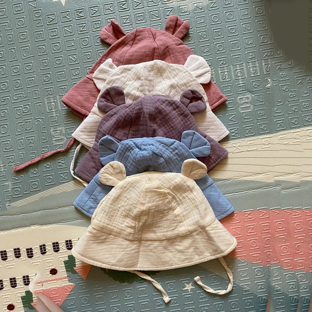 Cappellino da Sole Neonato in Mussola di Cotone – Panama Unisex 3-12 Mesi
