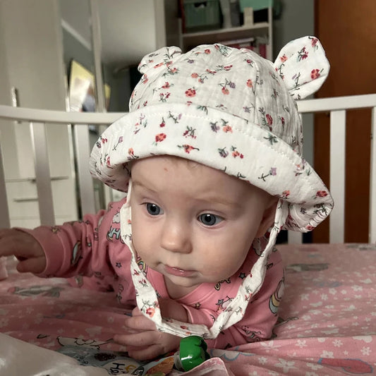 Cappellino da Sole Neonato in Mussola di Cotone – Panama Unisex 3-12 Mesi