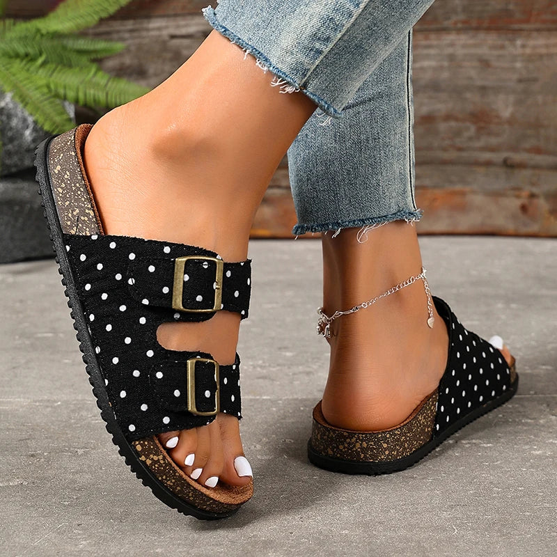 Sandali Birkenstock Vintage a Pois da Donna 2026, Moda con Doppia Fibbia e Suola Spessa, Zoccoli Donna Taglie Forti 43, Sandali Estivi