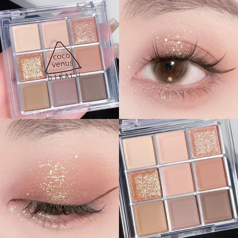 Tavolozza Ombretti 9 Colori — Matte, Glitter e Metallico
