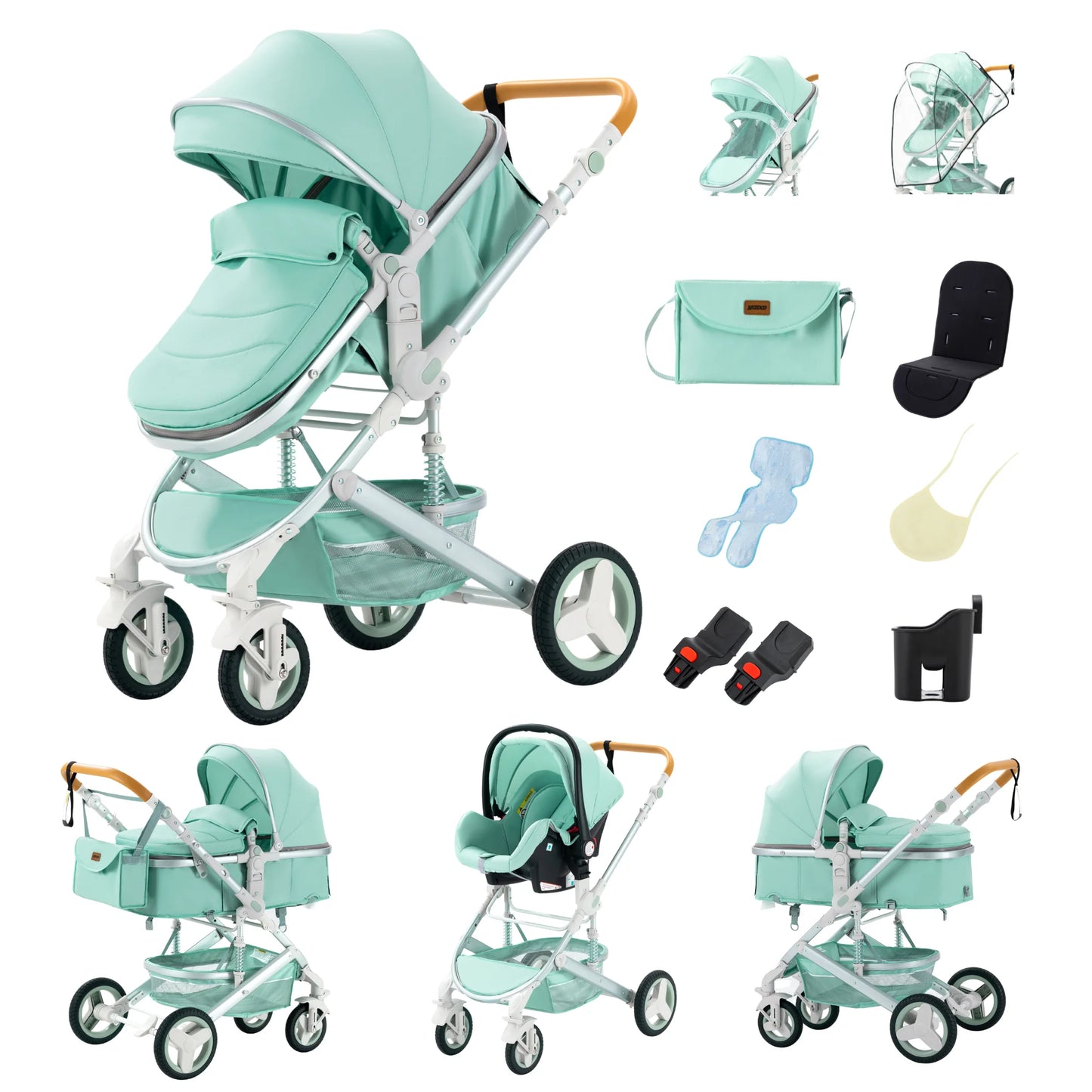 Passeggino 3 in 1 Estivo Traspirante con Seggiolino Auto | Telaio Alluminio
