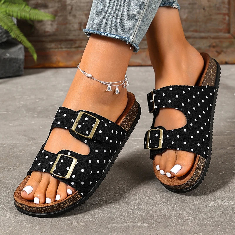 Sandali Birkenstock Vintage a Pois da Donna 2026, Moda con Doppia Fibbia e Suola Spessa, Zoccoli Donna Taglie Forti 43, Sandali Estivi