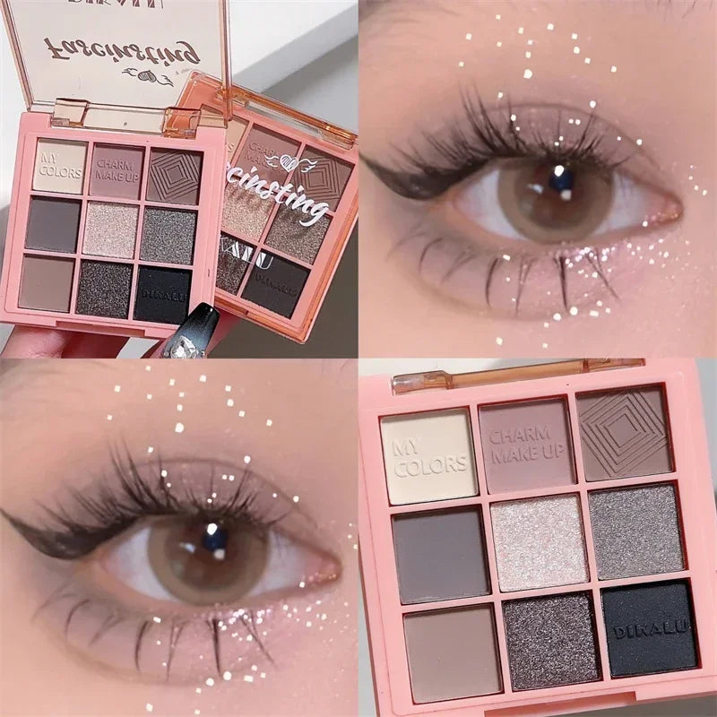 Tavolozza Ombretti 9 Colori — Matte, Glitter e Metallico