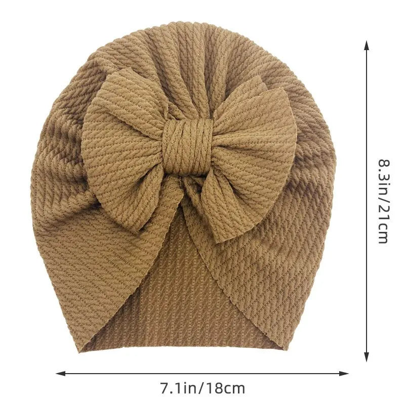 Cappellino Turbante Neonato con Fiocco — Doppio Strato, 0-12 Mesi