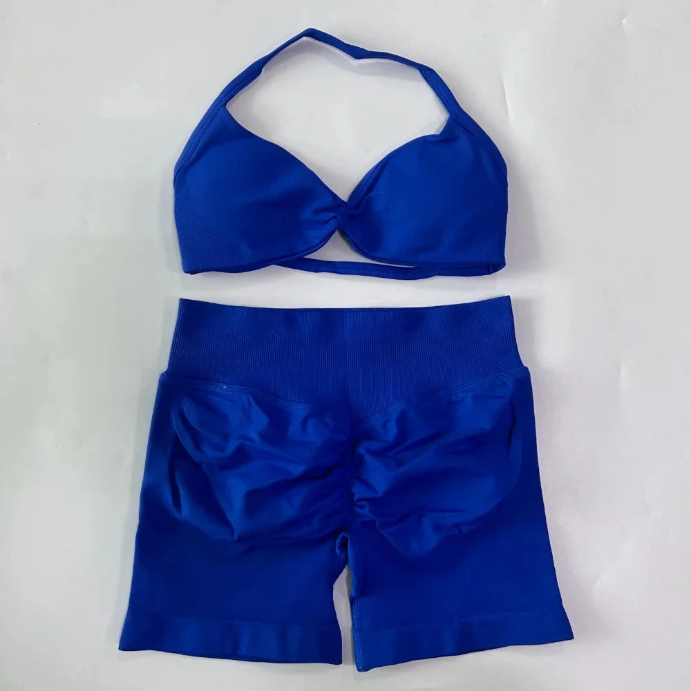 Set Yoga 2 Pezzi Senza Cuciture – Reggiseno Sportivo & Pantaloncini Fitness