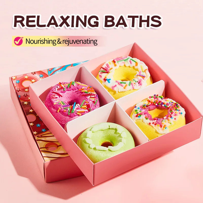 Set 4 Bombe da Bagno a Ciambella – Sale Marino & Burro di Karitè | Fatto a Mano