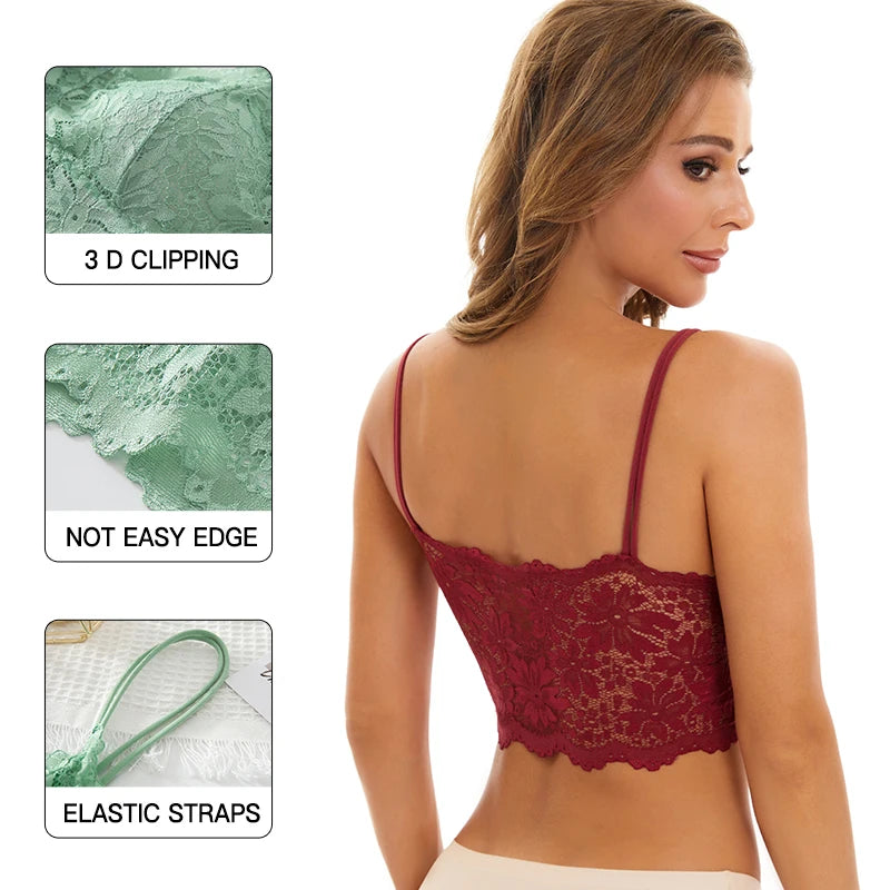Set 3 Reggiseni in Pizzo Senza Fili – Bralette Push-Up Imbottito | 15 Stili | Donna