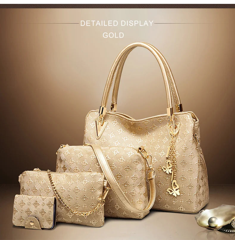 Set 4 Borse Donna – Tote Grande + Tracolla + Pochette + Portacarte | 4 Colori | Ufficio Shopping Party