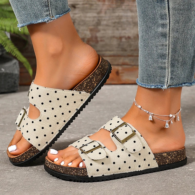 Sandali Birkenstock Vintage a Pois da Donna 2026, Moda con Doppia Fibbia e Suola Spessa, Zoccoli Donna Taglie Forti 43, Sandali Estivi