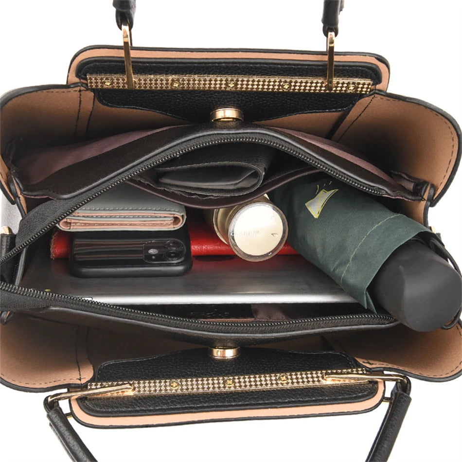 Borsa Donna Grande Capacità in Pelle Microfibra – Shopper Tote con Tracolla | 4 Colori