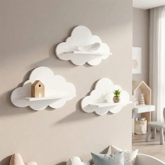 Mensola da Parete a Forma di Nuvola in Legno – Stile Moderno per Cameretta