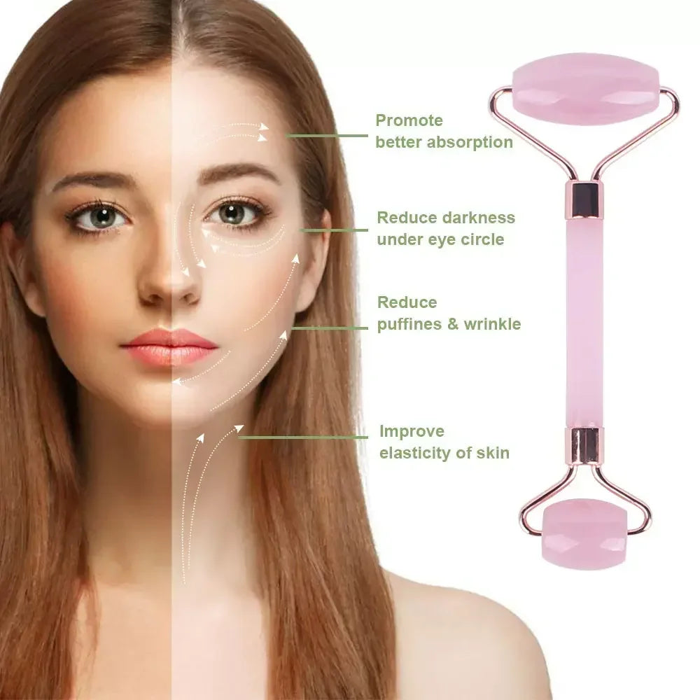Set Rullo Massaggiatore Viso e Gua Sha — 3 Pezzi in Resina