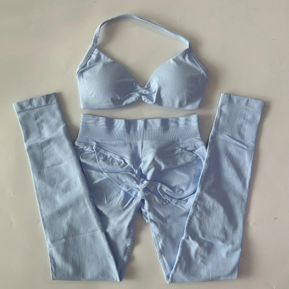 Set Yoga 2 Pezzi Senza Cuciture – Reggiseno Sportivo & Pantaloncini Fitness