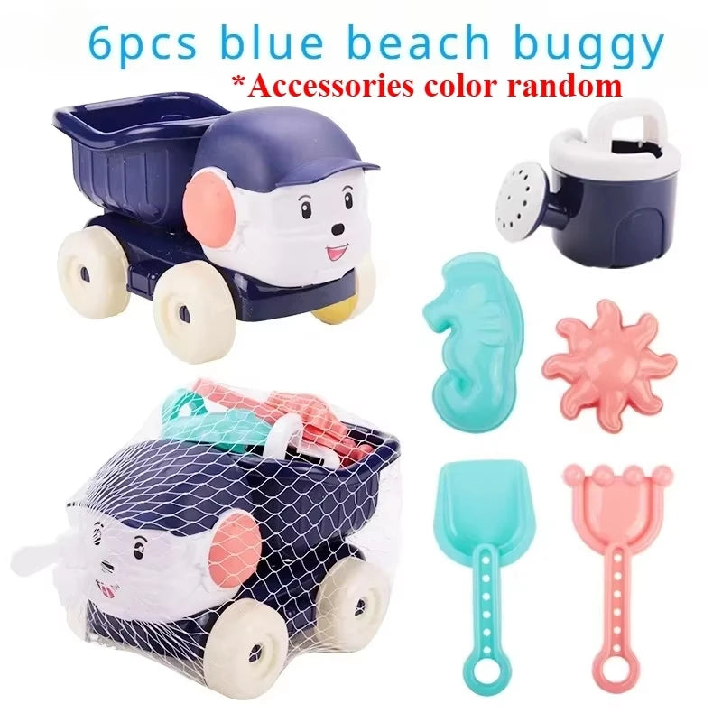 Set Giocattoli da Spiaggia per Bambini – Auto, Clessidra, Pala & Sprinkler | Estate