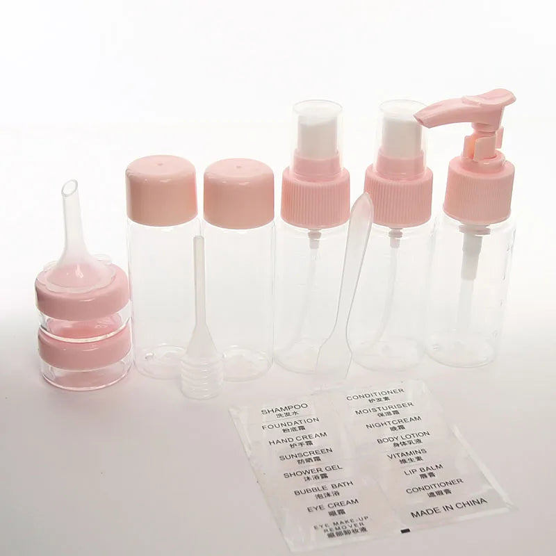 Set 11 Bottigliette da Viaggio Ricaricabili – Shampoo, Lozione & Gel Doccia