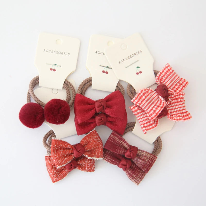 Set 10 Elastici per Capelli Bambina — Fiocchi e Nodi, 19 Colori