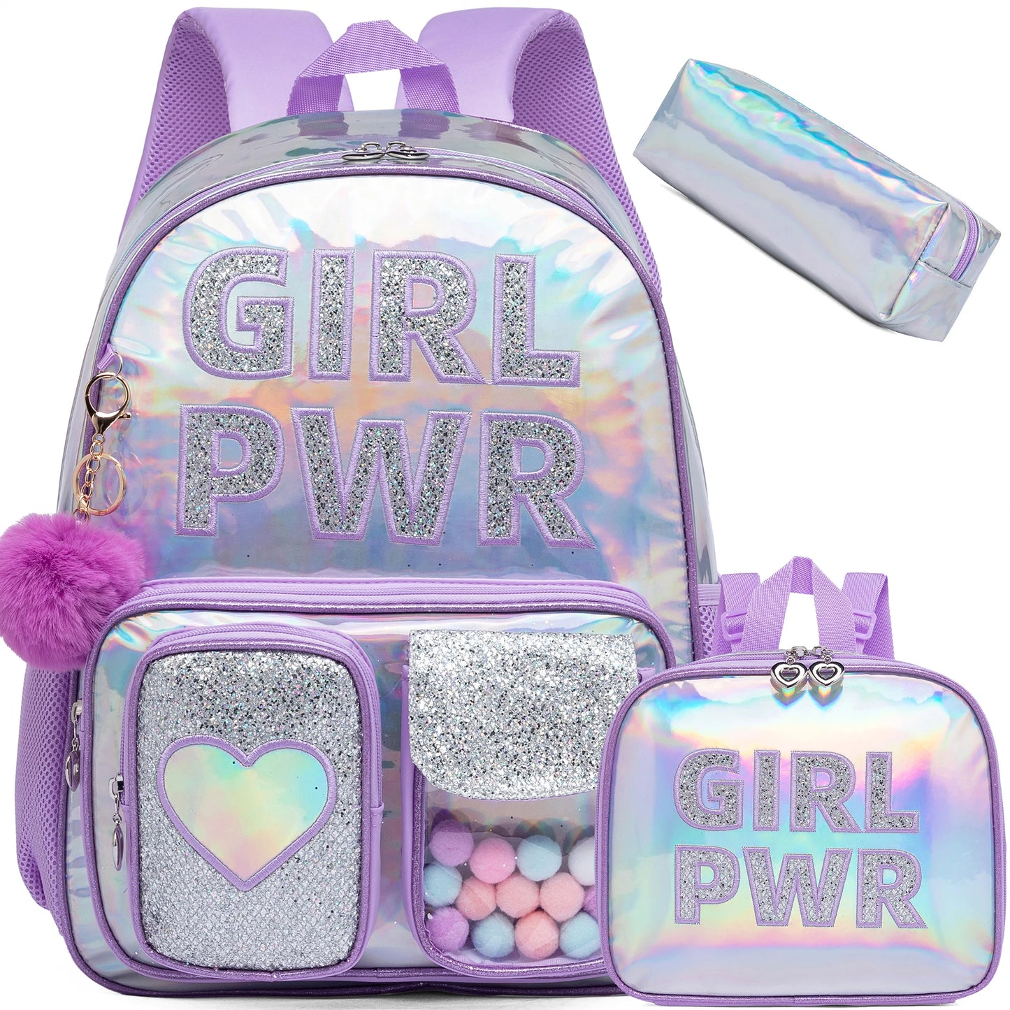 Zaino Scuola per Ragazze con Lunch Box — Set 3 Pezzi