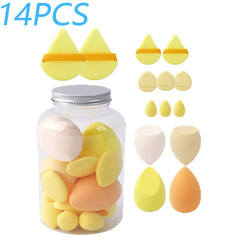 Set 14 Spugnette Trucco in Velluto con Contenitore – Beauty Blender Piumini Cipria