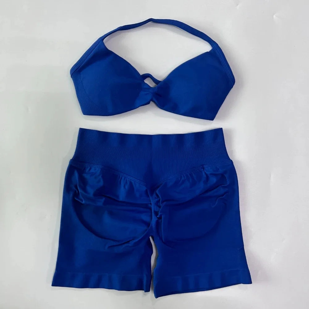 Set Yoga 2 Pezzi Senza Cuciture – Reggiseno Sportivo & Pantaloncini Fitness