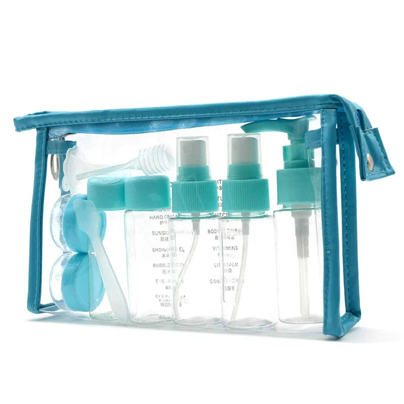 Set 11 Bottigliette da Viaggio Ricaricabili – Shampoo, Lozione & Gel Doccia