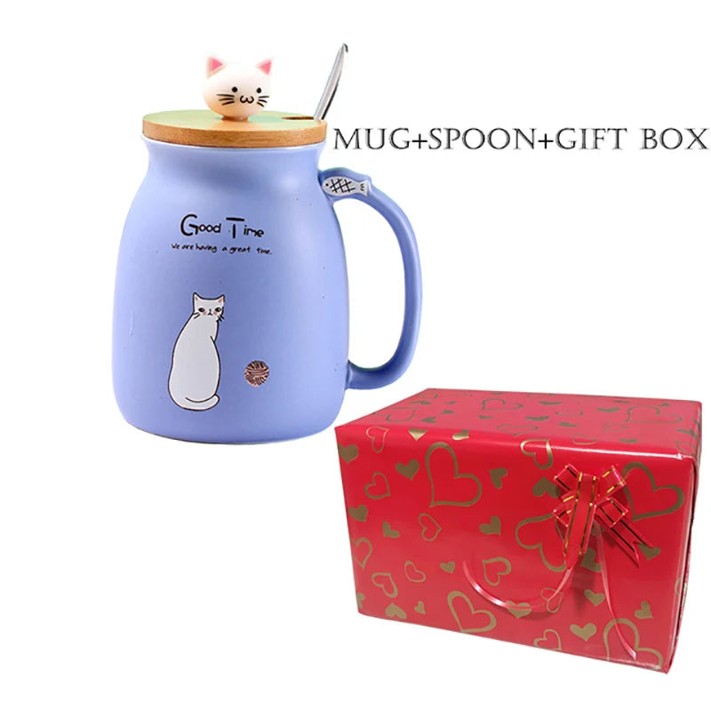 Tazza in Ceramica con Gatto e Coperchio 450ml – Idea Regalo Originale
