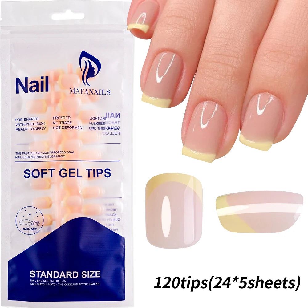 240/120 pz Estate Colorato Unghie Finte Breve Quadrato Presse sulle Unghie Francese Acrilico Manicure Unghie artistiche Lucido Copertura Completa Unghie Finte