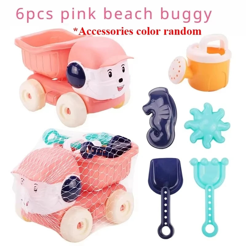 Set Giocattoli da Spiaggia per Bambini – Auto, Clessidra, Pala & Sprinkler | Estate