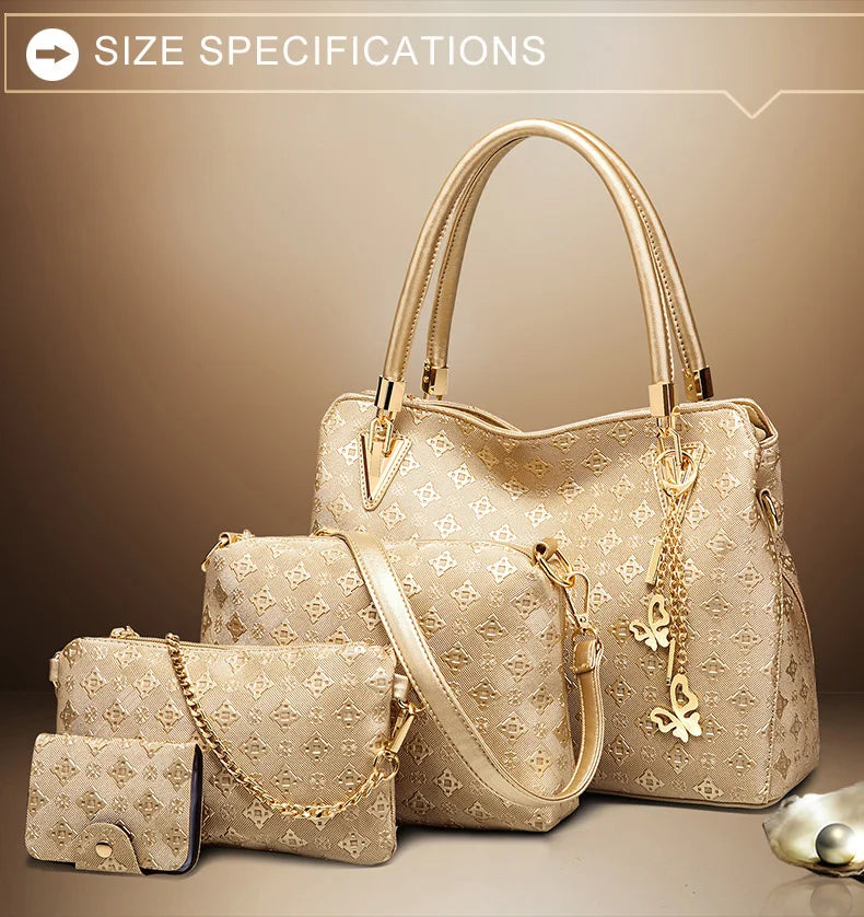 Set 4 Borse Donna – Tote Grande + Tracolla + Pochette + Portacarte | 4 Colori | Ufficio Shopping Party