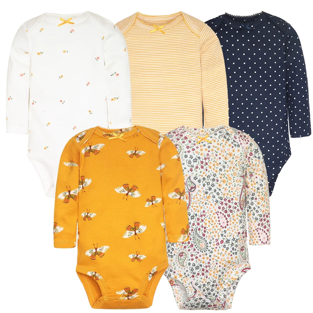 Tute per neonato 5 pezzi Set di vestiti per neonato Abbigliamento per bambina per bambino 100% cotone morbido per neonato Nuove tute per neonato in cartone animato