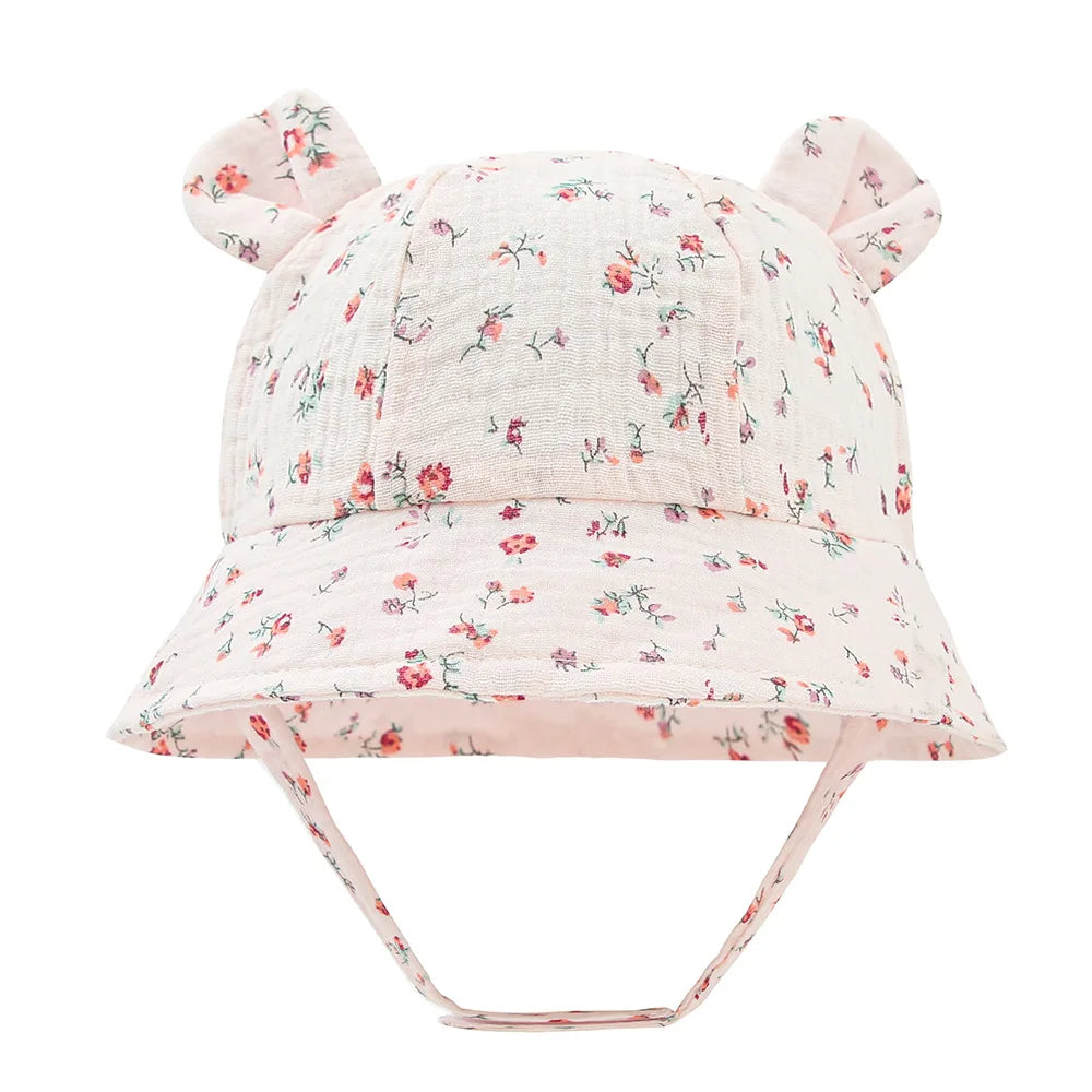 Cappellino da Sole Neonato in Mussola di Cotone – Panama Unisex 3-12 Mesi