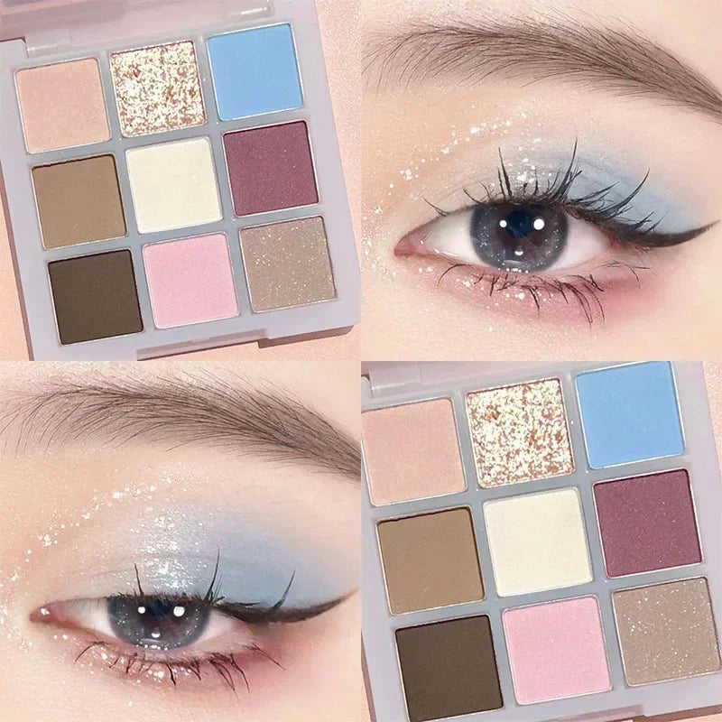 Tavolozza Ombretti 9 Colori — Matte, Glitter e Metallico