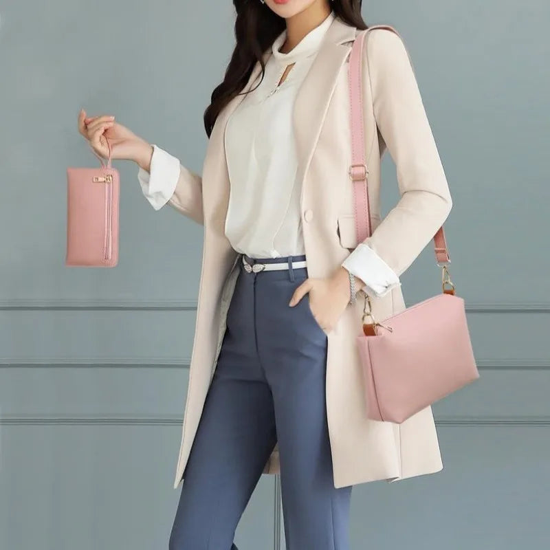 Set 4 Borse Donna in Pelle PU – Tracolla + Borsa a Mano + Pochette + Portacarte | 8 Colori