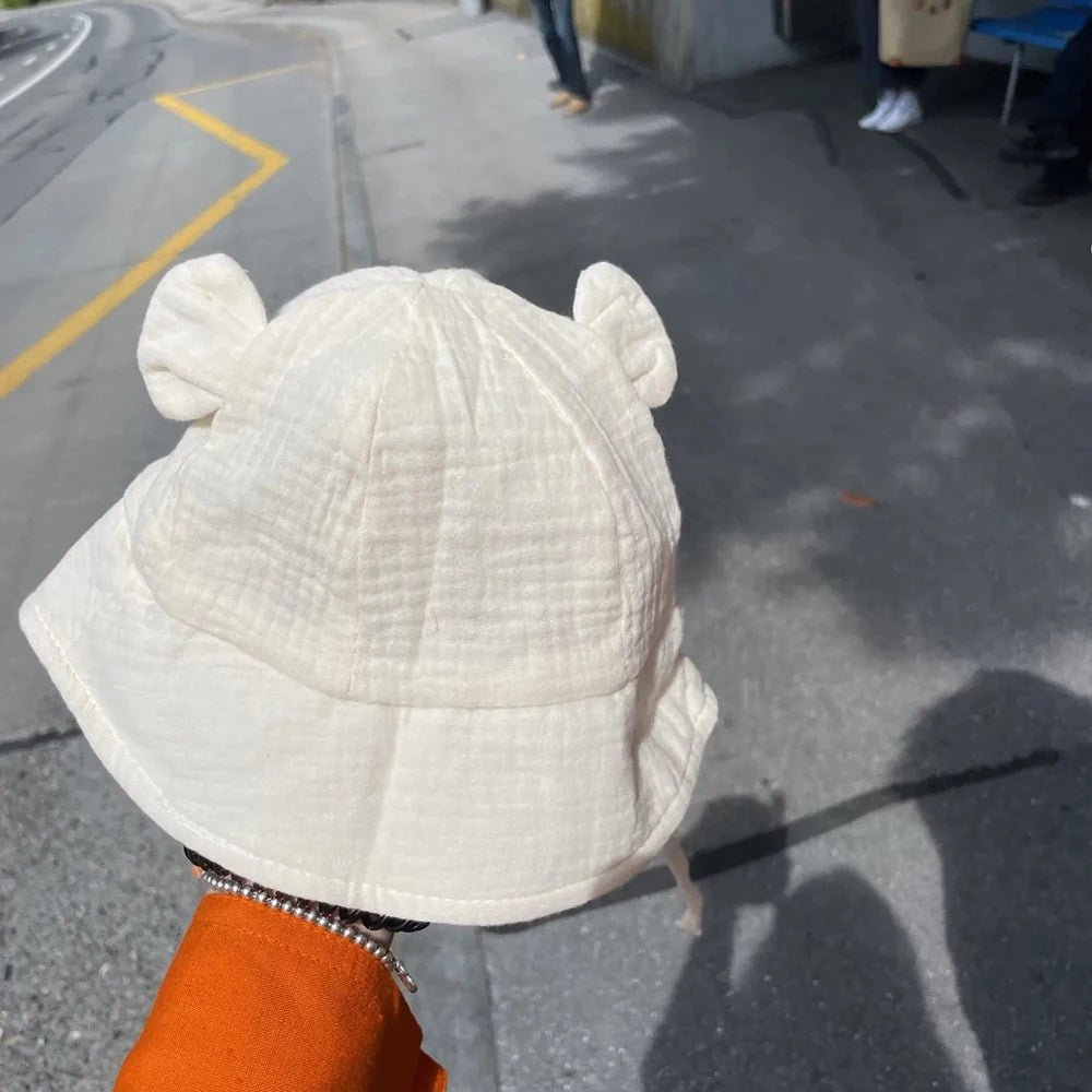 Cappellino da Sole Neonato in Mussola di Cotone – Panama Unisex 3-12 Mesi