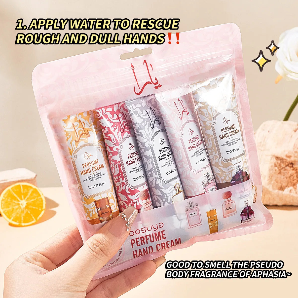 Set 5 Creme Mani Profumate – Idratanti con Vitamina E, Miele & Aloe | Regalo