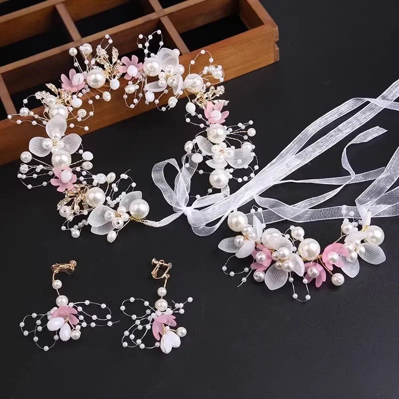 Fascia Floreale con Perle — Bambina e Sposa