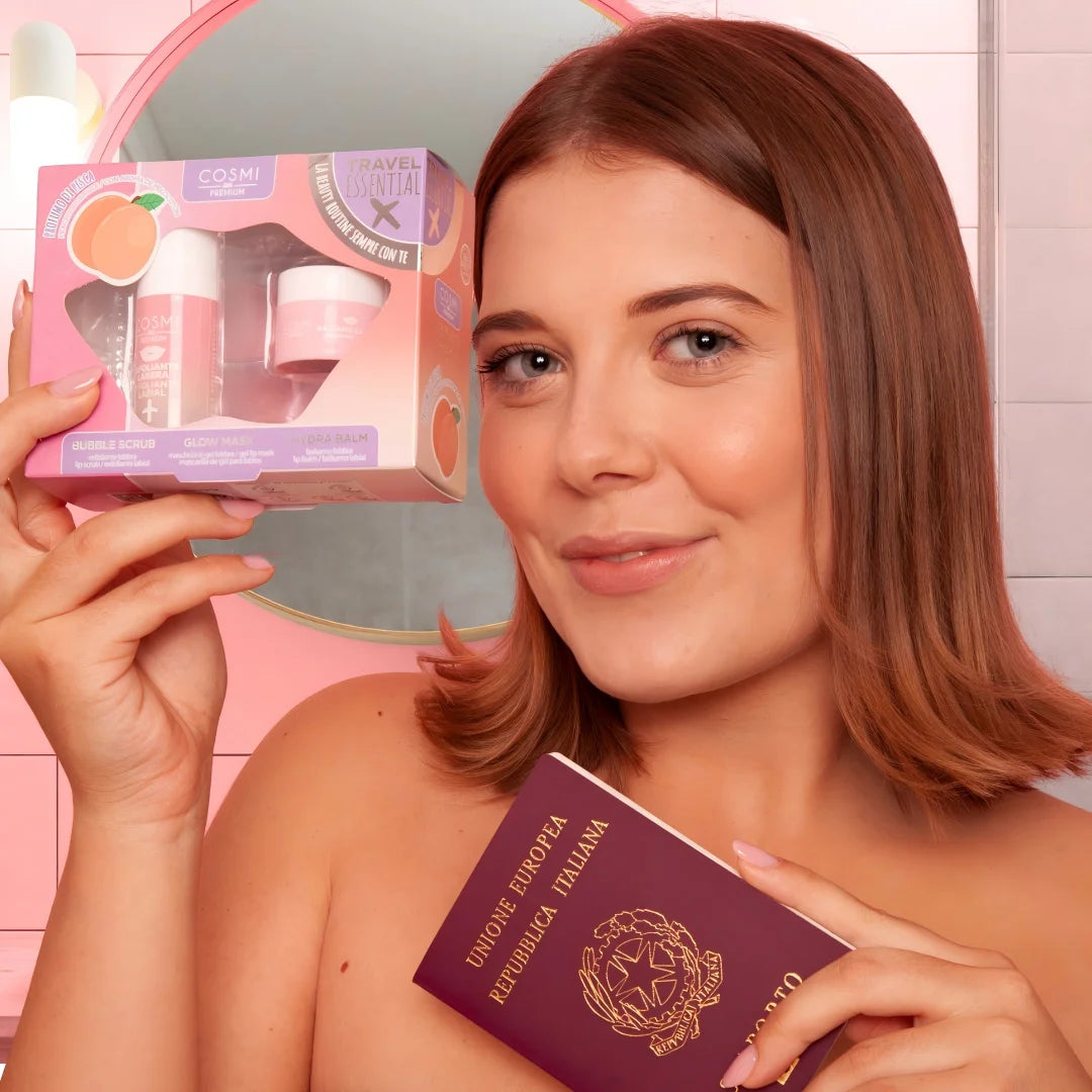 Cosmi Cofanetto Labbra all'Acido Ialuronico – Kit Esfoliante, Maschera & Balsamo