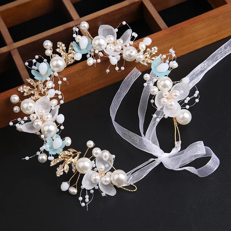 Fascia Floreale con Perle — Bambina e Sposa